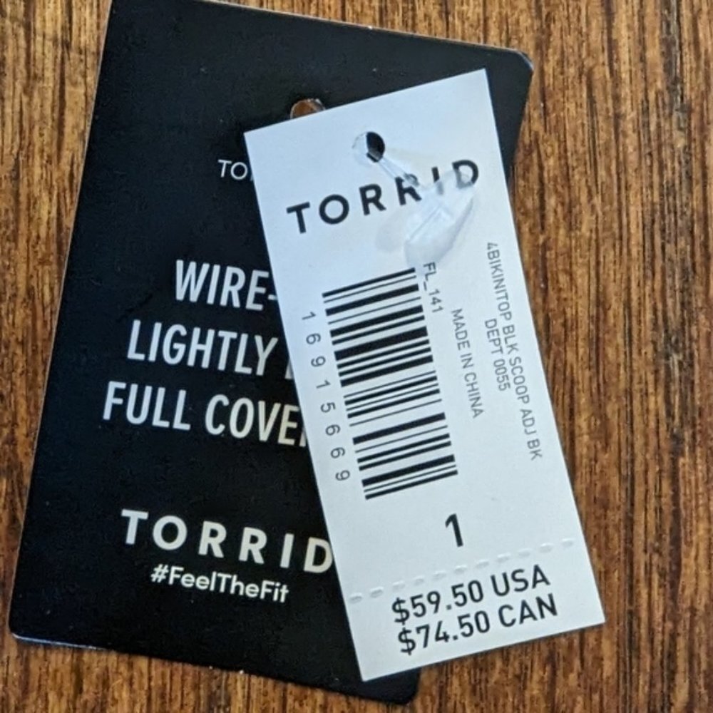 New Torrid Wireless scoop bikini top black, woman's Sz 1x - Picture 8 of 11